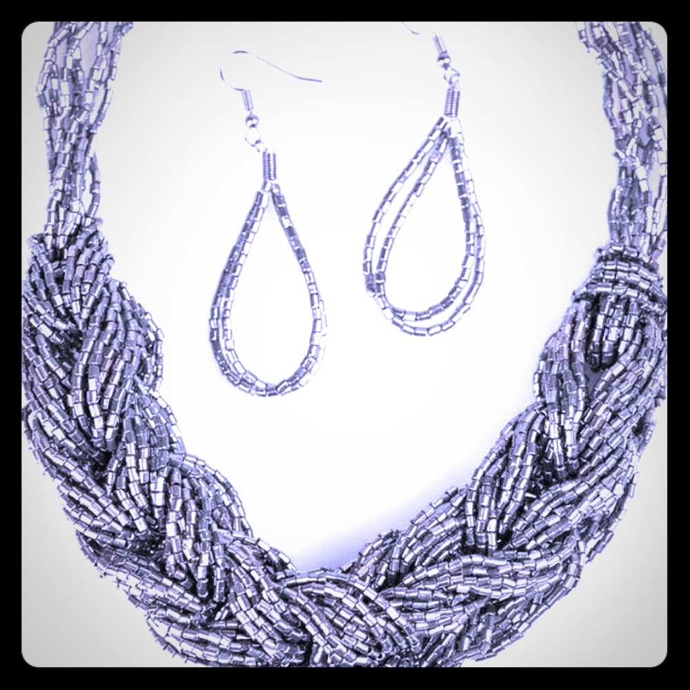 Silver seed bead necklace